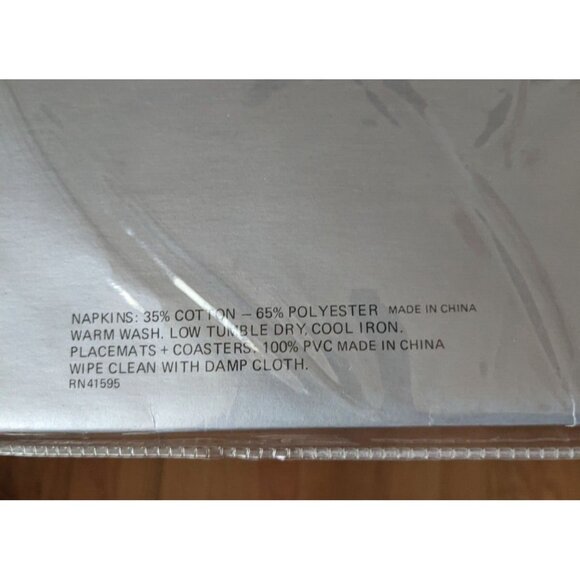 Lintex Holiday Napkin Placemat Coaster Set Service for 4 Red Bells Holly NOS Vtg - Picture 5 of 5